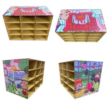 Imagem de Porta Caneta Marcador Organizador Box Mdf Canetinhas - Box Moderno para Canetinhas, Marcadores e Materiais Escolares, Ideal para Mesa, Escritório ou Ateliê(COLORIDO)