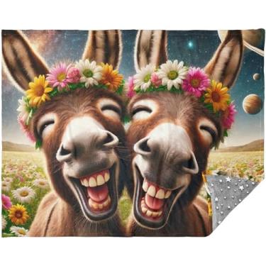 Imagem de Manta macia de animais engraçados de burro fofo cobertor grosso adulto para inverno 177,8 cm x 139,7 cm rosa grande sofá confortável