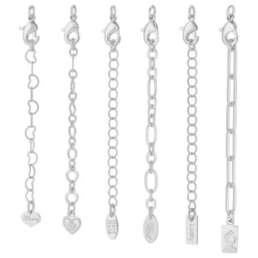 Imagem de PH PandaHall 6 estilos extensores de colar de prata extensores de elos de corrente corrente de extensão de joias fechos de lagosta colares extensores para mulheres pulseira de fabricação de joias