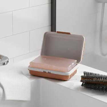 Imagem de Estojo de sabão de viagem - Suporte de sabão portátil com tampa, recipiente de sabão em barra de plástico compacto à prova de vazamento para banheiro, caminhadas, acampamento