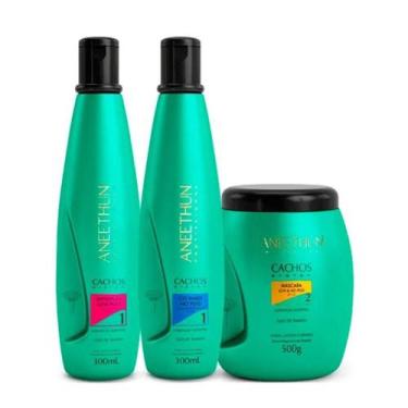 Imagem de Aneethun Cachos Kit Shampoo 300ml Co Wash 300ml Mascara 500g