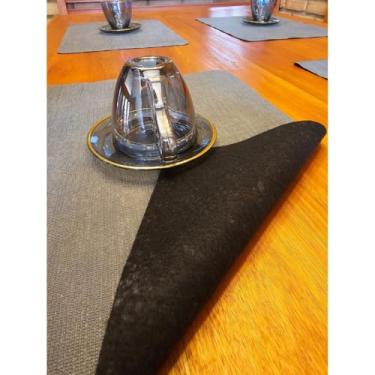 Imagem de Kit Jogo Americano Impermeável Juta Limpa Fácil para Mesa Posta – Conjunto 4 ou 6 Lugares (Cinza,4 Peças)