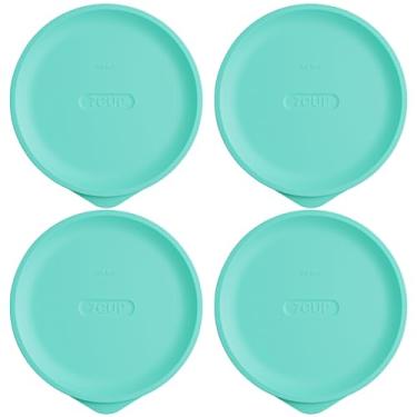 Imagem de Tampas de substituição para Pyrex 7402-PC 6/7 xícara, tampa de silicone redonda de armazenamento para tigela de vidro âncora, pacote com 4, turquesa
