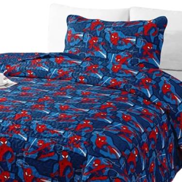Imagem de Colcha Dupla 2pç Spider Men Super Heroi Aranha Anti alérgico - modelo de solteiro - Quarto menino decoração