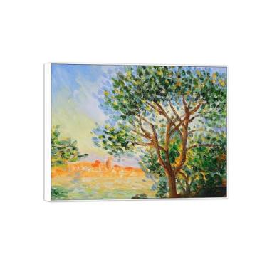 Imagem de Claude Monet Famosas Impressões em Tela de Parede Prontas para Pendurar - Vista de Antibes - Quadro Branco para Decoração de Sala de Estar 30 x 40 cm 12 x 16 pol