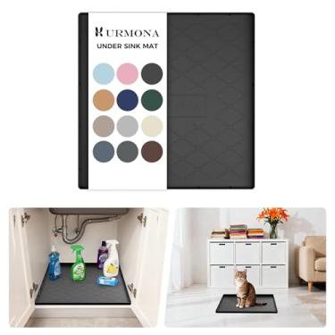 Imagem de URMONA Tapete embaixo da pia para cozinha, impermeável, 48 x 48 cm, tapete de silicone embaixo da pia para organizador de prateleiras, protetor de pia de armário, forro embaixo da pia para cozinha