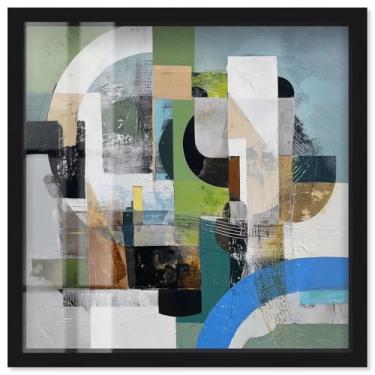 Imagem de Mosaic of Shapes II Shadowbox Print Modern Wall Art por Art Remedy, moldura preta, 78 x 79 cm