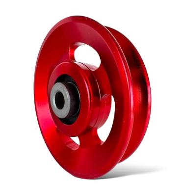 Imagem de TreadLife Fitness Roda de polia universal de 8,9 cm com rolamentos de grau de academia | Substituição para sistema de polia de cabos para academia | Acessório de máquina de cabo resistente | Vermelho