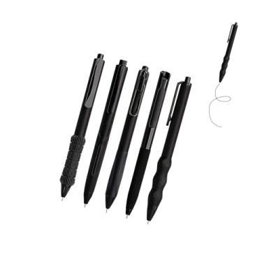 Imagem de GZBABY Conjunto de canetas de gel de ponta fina, caneta esferográfica com aderência macia, 0,5 mm, tinta preta, 5 estilos (preto)