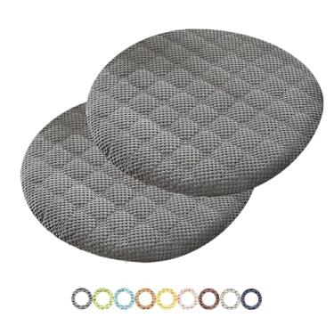 Imagem de Yadlan Almofadas redondas para cadeira de 45 cm, almofadas de cadeira com zíper, almofada de assento confortável antiderrapante com capa removível para escritório em casa, cinza escuro, 2 peças