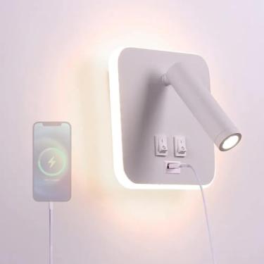Imagem de Lâmpadas de parede LED com carregamento USB Lâmpada de leitura Lâmpada de parede moderna de alumínio com interruptor 330° Rotativa Iluminação de parede interna para sala de estar quarto hotéis mesa de