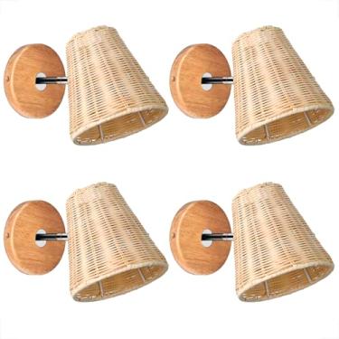 Imagem de 4 Arandela Fibra Natural Direcionável Rattan Varanda Nat94