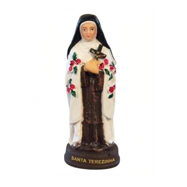 Imagem de Estátua Santa Teresinha do Menino Jesus em Resina 10cm - Imagem Religiosa Pequena para Decoração, Altar e Presente Católico (Chuva de Rosas)