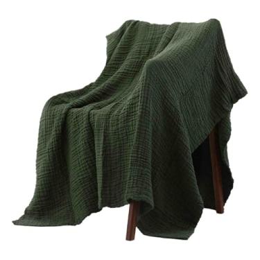 Imagem de Cobertor para cobertores e mantas de cama feminino masculino adulto longo duplo solteiro para sofá algodão 6 camadas de gaze quente macio confortável primavera verão outono (verde, 150 x 200 cm)