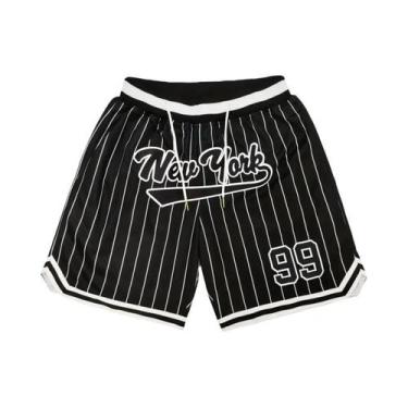 Imagem de Bermuda De Basquete Masculina De Secagem Rápida Listrada Casual Confor