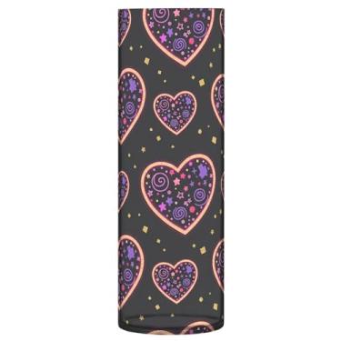 Imagem de CEBUGI Vaso de flores com estampa de corações 10 x 30 cm, vaso cilíndrico para flores, vaso transparente inquebrável para festa de casamento, decoração de casa
