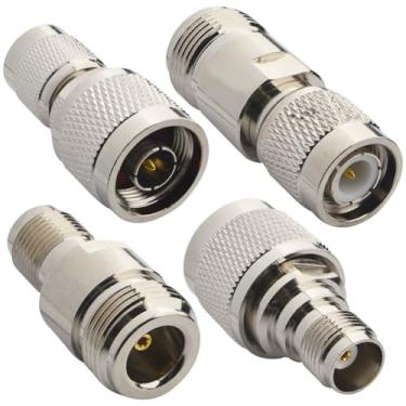 Imagem de onelinkmore Kits adaptadores de antena CB N para TNC 4 Tipo RF Antena Adaptador Coaxial N Macho Fêmea para TNC Macho Fêmea Kit Adaptador RF para Roteador WiFi Adaptador de Rádios