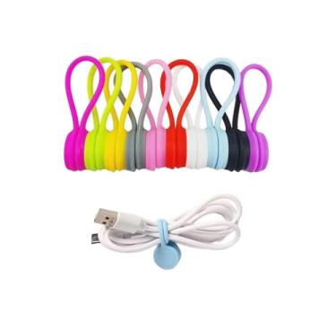 Imagem de Pacote com 10 organizadores de cabos, clipes de fio de silicone para mesa, carro, casa, escritório