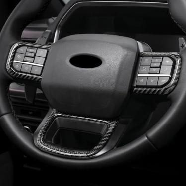 Imagem de BETTERHUMZ Capa de painel de volante de carro para Ford F150 2021 2022 2023 2024 2025 acessórios interiores de fibra de carbono (preto)