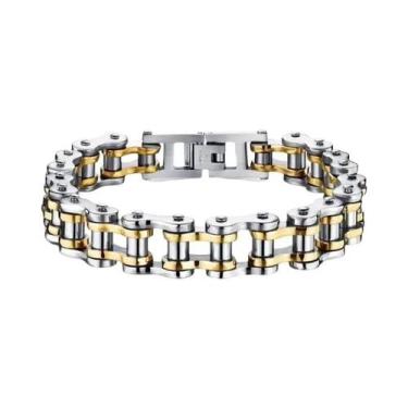 Imagem de Pulseira Masculina Punk Rock De Aço Inoxidável 316L Com Corrente De Mo