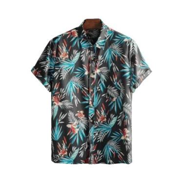 Imagem de Camisa Masculina De Manga Curta Com Estampa Floral Havaiana Moda Praia