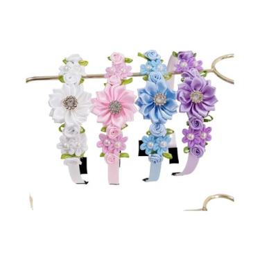 Imagem de Tiara De Cristal Com Flor E Pérola Para Meninas, Acessórios De Cabelo 