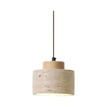 Imagem de Lustre Moderno Japonês Wabi-Sabi Em Pedra Amarela, Luminária Suspensa 