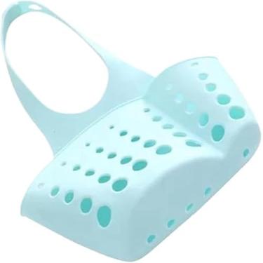 Imagem de Cesto de peneira multifuncional para pia pendurado, prateleira de ralo de cozinha, suporte de armazenamento para pia (estilo 3 - azul)