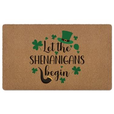 Imagem de huester Tapete de porta de boas-vindas do Dia de São Patrício, Let The Shenanigans Begin St Patricks decorativo para casa, interior, exterior, varanda, porta da frente, entrada externa, capacho de