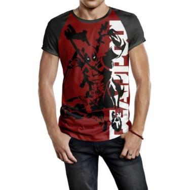Imagem de Camisa Raglan Masculina Mercenário Deadpool Marvel Ref:26, Preto, G