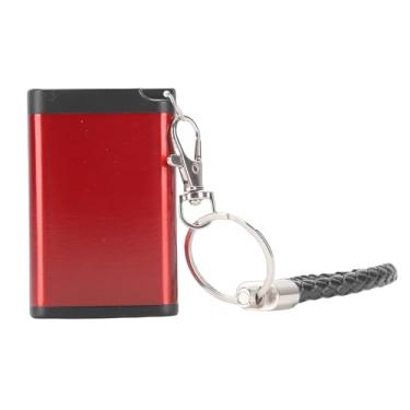 Imagem de Zerodis Mini Chaveiro de Metal para Comprimidos, Caixa de Tubo Portátil à Prova D'água, Frasco de Medicamento de Tamanho de Bolso, Recipiente Hermético Multiuso de Liga de Alumínio para (vermelho)