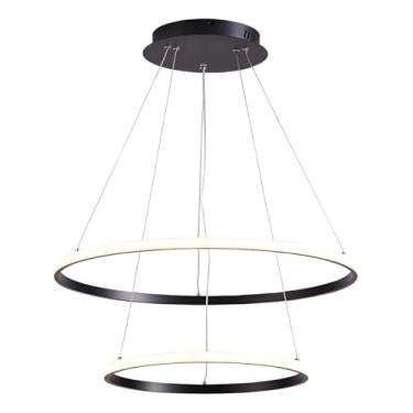 Imagem de Pendente 2 Aros Preto 3 Cores Sala Jantar Moderno 48w