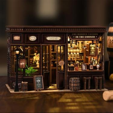 Imagem de DIY Book Nook Kit, 3D Wooden Puzzle Bookend Insert, DIY Miniature Booknook Kit Creative Bookend Bookshelf, Inserto de Prateleira para Livros com Capa Contra Poeira E Luzes LED Presentes