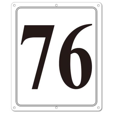 Imagem de i-CowFun Placa numerada de metal premium ao ar livre, refletiva de 30,5 x 25,4 cm placas numeradas de alumínio grande 76 para estacionamento, quadra de tênis, campo, armazém, corredor, edifício, doca