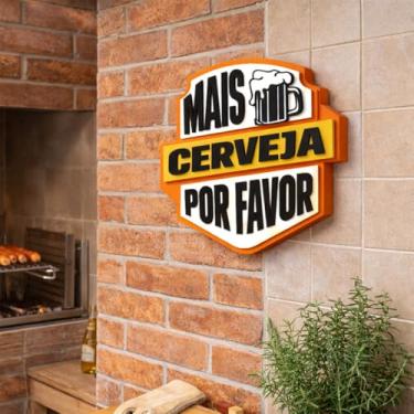 Imagem de Placa Decorativa para Cantinho do Churrasco Mais Cerveja Por Favor em MDF com Relevo