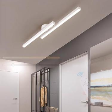 Imagem de GZZBMY LED Lâmpada de teto com controle remoto Lâmpada de teto regulável Moderna Minimalista Alumínio Iluminação de teto longa para sala de estar sala de jantar quarto cozinha 3000K-6500K (branco, 60