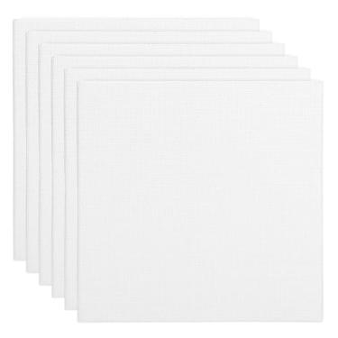 Imagem de PATIKIL Quadros de tela 4x4 para pintura, pacote com 6 100% algodão, quadrados, triplos, esticados, painel de tela de arte em branco, fino para acrílico, óleo, tintas de têmpera, branco