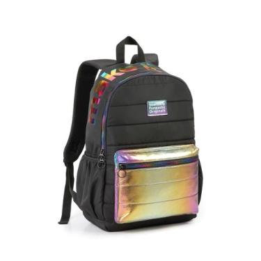 Imagem de Mochila Costas Holográfica Juvenil Escolar Feminina Casual - Seanite, 