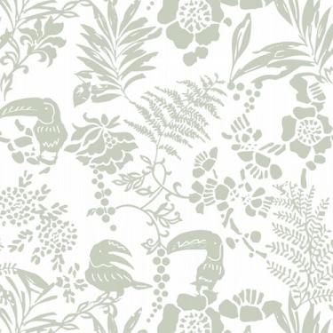 Imagem de Papel de parede botânico tropical – Papel de parede removível de pássaros florais verdes para quarto, sala de estar, decoração de casa autoadesiva, revestimento de parede reposicionável à prova d'água