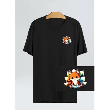 Imagem de Camiseta masculina FOX Gamer 100% Algodão - HM Premium fox 001, Preto,
