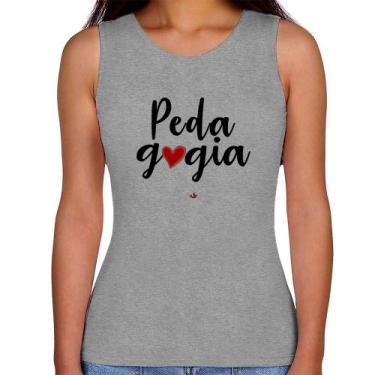 Imagem de Regata Feminina Pedagogia por amor - Foca na Moda, Cinza, GG