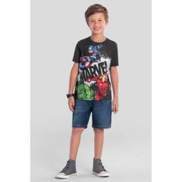 Imagem de Camiseta Metalizada Infantil Menino Dos Vingadores Brandili-Masculino