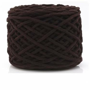 Imagem de Fio de chenille grosso para cobertores, novelo de camada única super macio para tricô, crochê e decoração de casa DIY (marrom mocha)