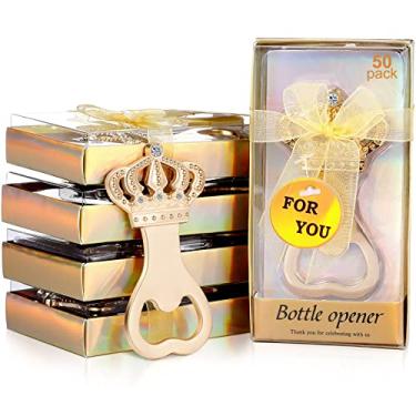Imagem de Abridor de garrafa de cerveja com coroa de 50 peças para lembrancinhas de festa de casamento, chá de bebê, lembranças, decoração de convidados, chá de panela, artigos de aniversário