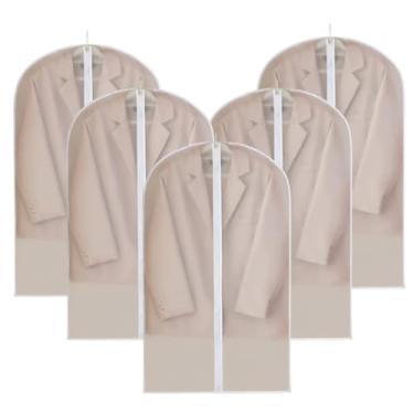 Imagem de Kit 5 Peças Organizador de Roupas 60x120cm contra Poeira com Tampa Protetora Capa Casaco Saco Translúcido Cobrir Terno