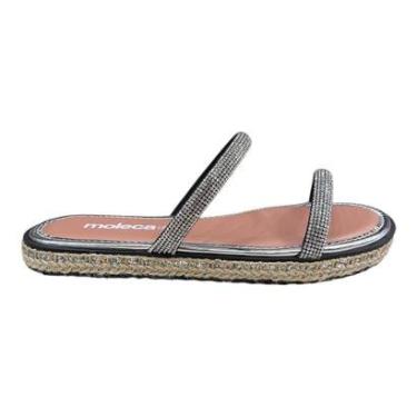 Imagem de Chinelo Rasteira Feminino Moleca Casual Conforto Brilho Strass Metalizado Antiderrapante 5413.1326 P-Feminino