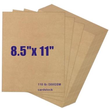 Imagem de Cartolina marrom de 50 kg, 21 x 28, 120 folhas de cartolina marrom pesado 300 g/m2 para convites, menus, pôster, cartão DIY