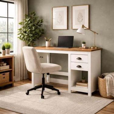 Imagem de Escrivaninha de Madeira Maciça 2 Gavetas Boho Rústica Praia - LaCasaMi