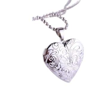 Imagem de ZJchao Caixa de Coração Colar Moldura de Imagem Pingente Diy Coração Pingente Moldura Aberta Foto Colar Jóias Elegantes Mulheres Mães Esposas Namoradas Cobre 70cm (#4)