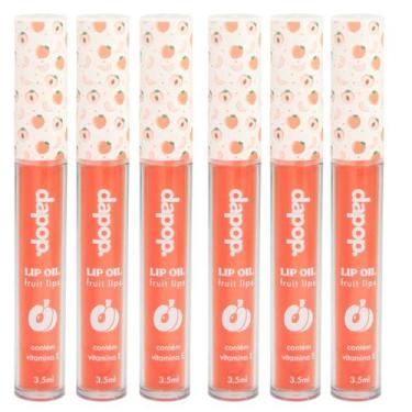 Imagem de Kit 6 Lip Oil Fruits Lips De Pêssego Com Vitamina E - Dapop